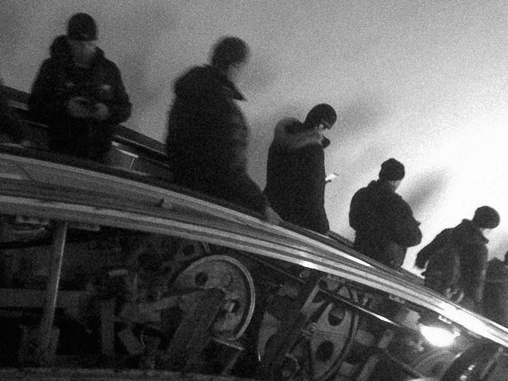 Descent in the Moscow metro.