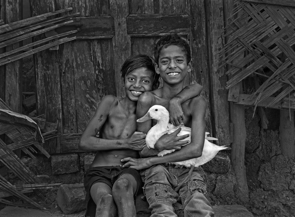 The kids with their pet.