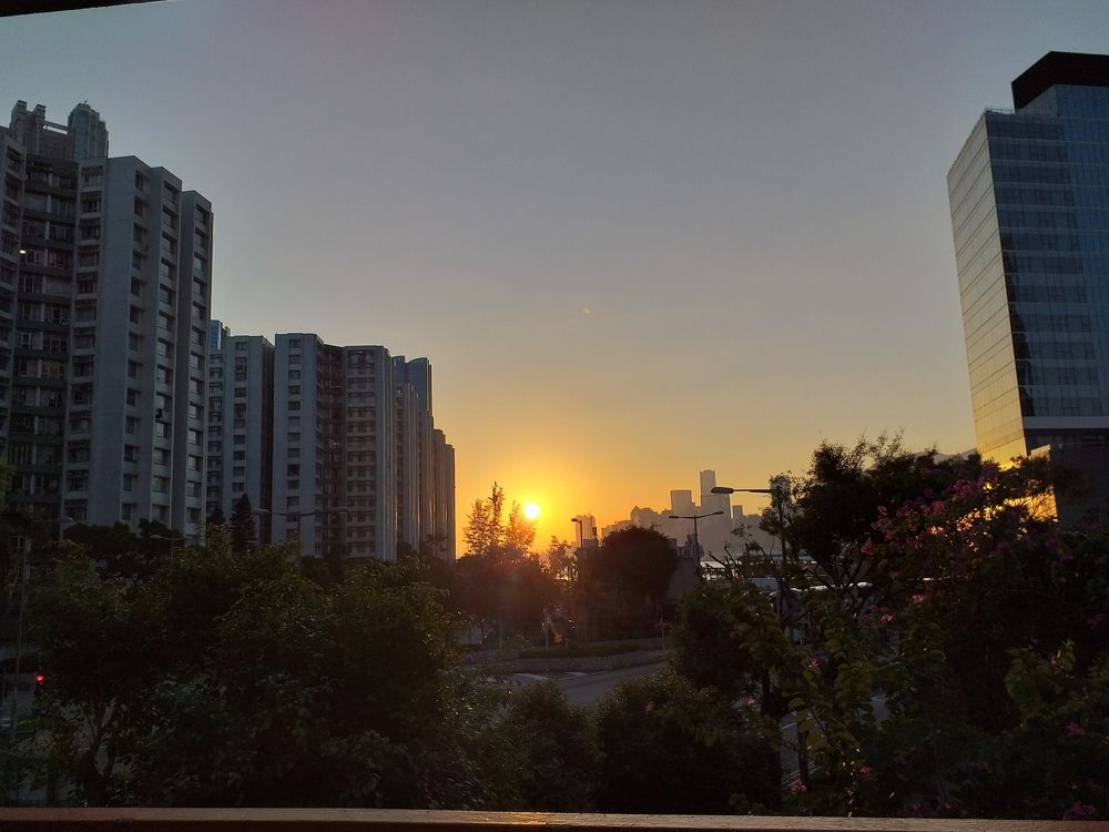 Sunrise at whampoa sea side Hongkong