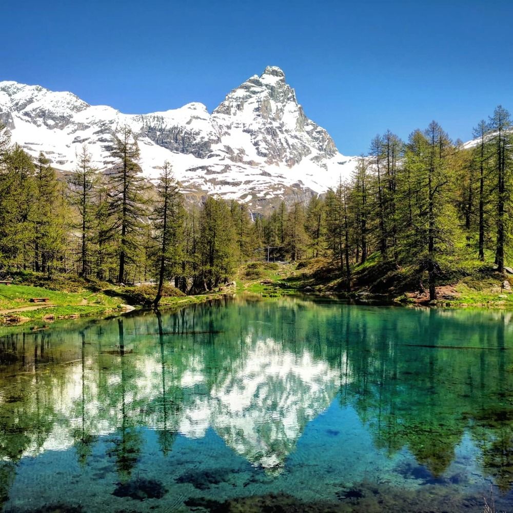 Mountain, Lake, Wood.