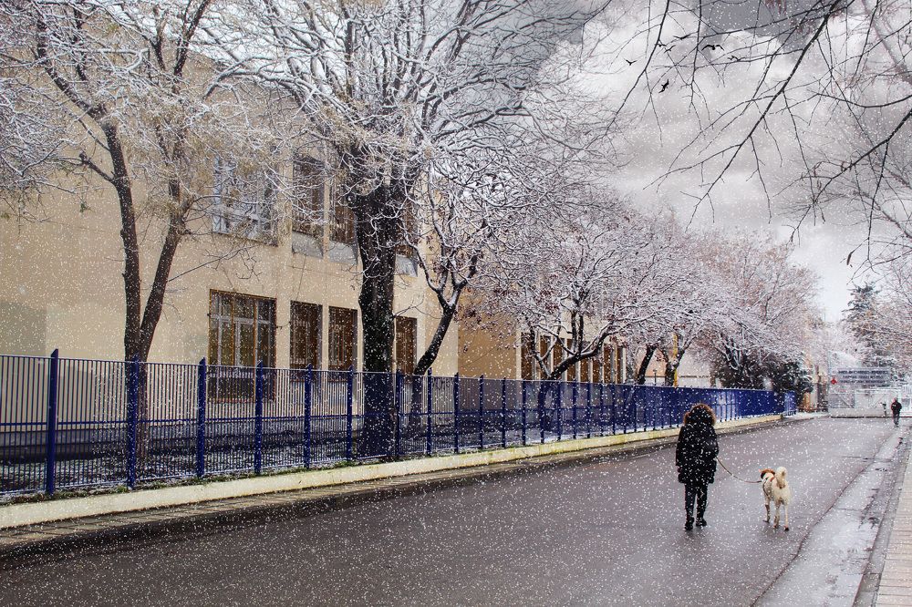 Snowing in Thessaloniki - Ampelokipi