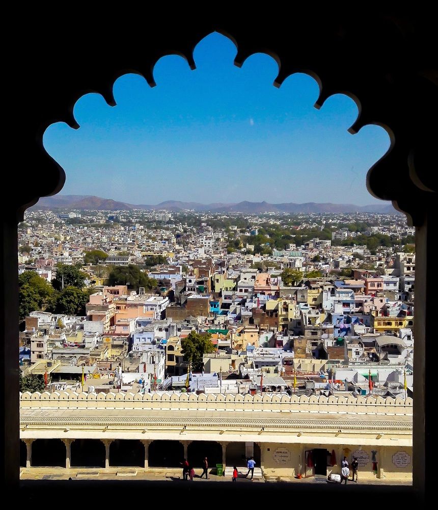 City view from Jharokha of City Palace Udaipur