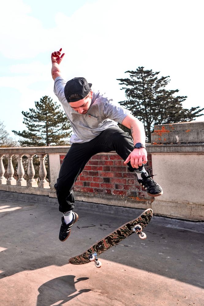 A skater on the coast