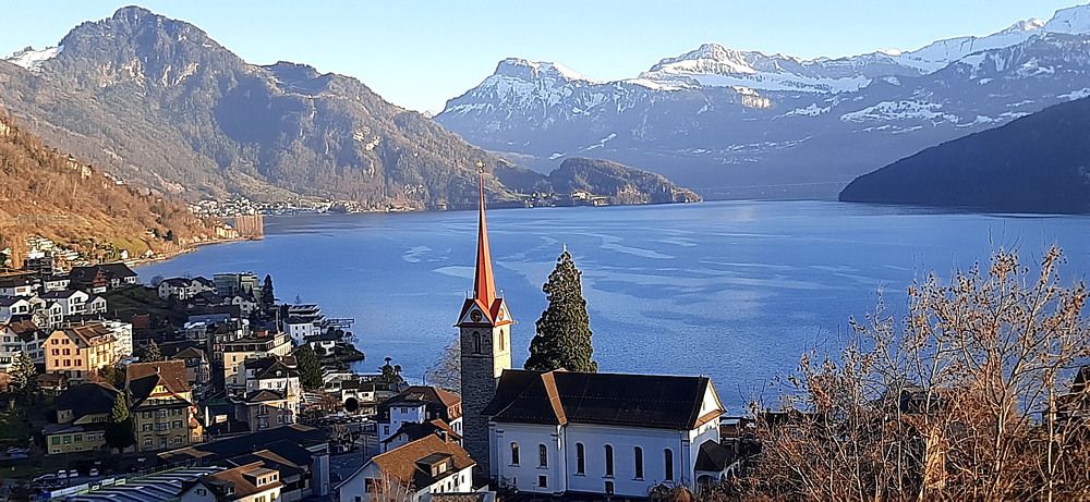 View of the mountains in Weggis