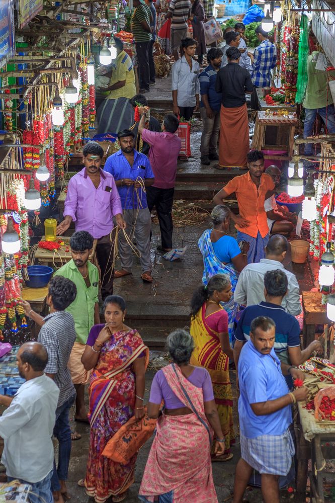 Line of Street Flower Vendors
