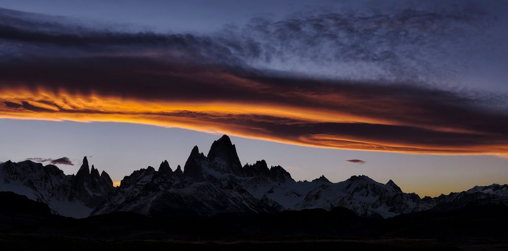 Lenticular clouds at sunset