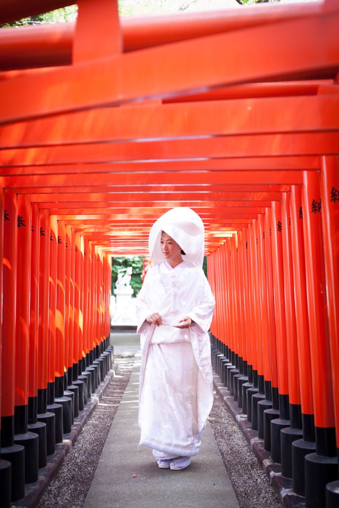 At the shrine on the wedding day