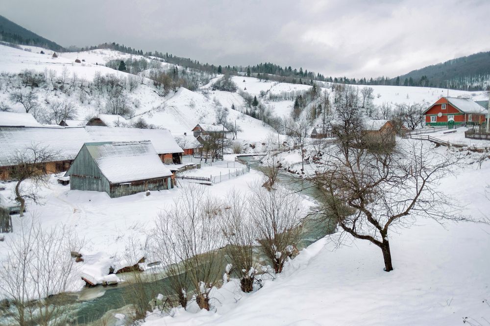 Snowy mountains village