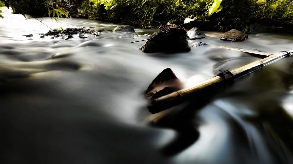 Smooth water in river potrait