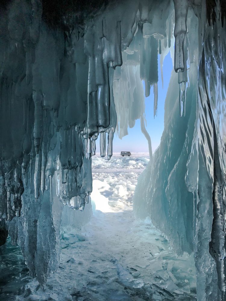 Ice cave, Lake Baikal, Russia