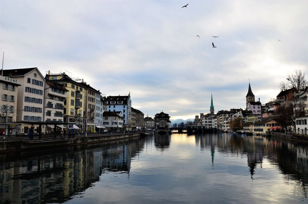 Зима в Цюрихе.