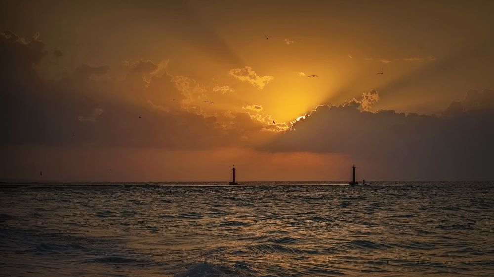 Вечер на берегу Атлантического океана. Куба.