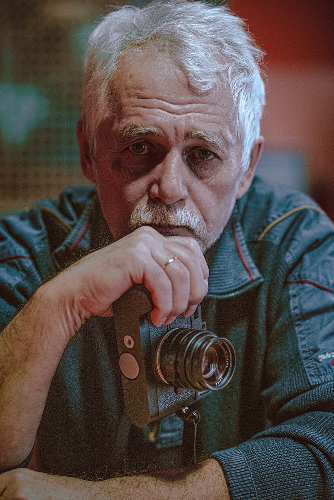 In a cafe with my father.