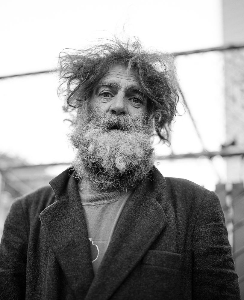 Portrait of a homeless man. Portland, OR USA.