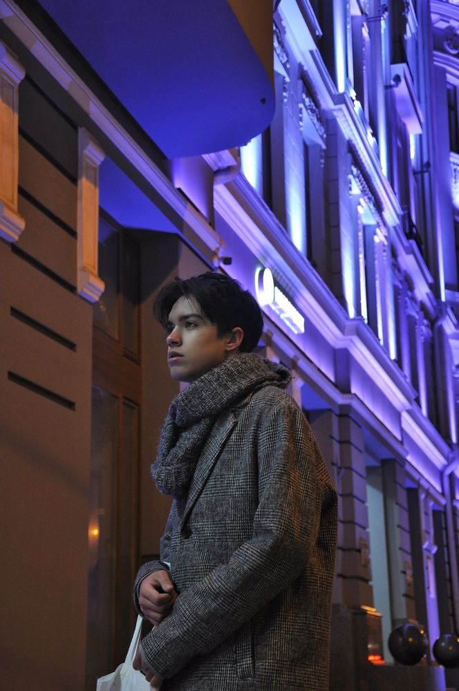 Young guy on evening street