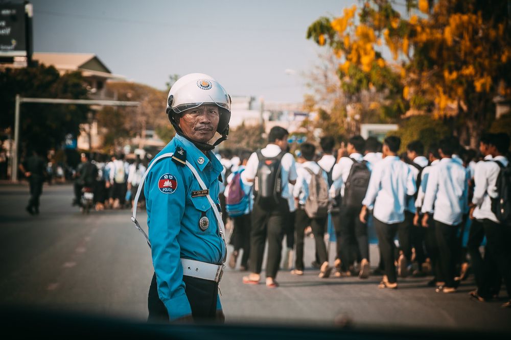 Traffic police in Cambodia