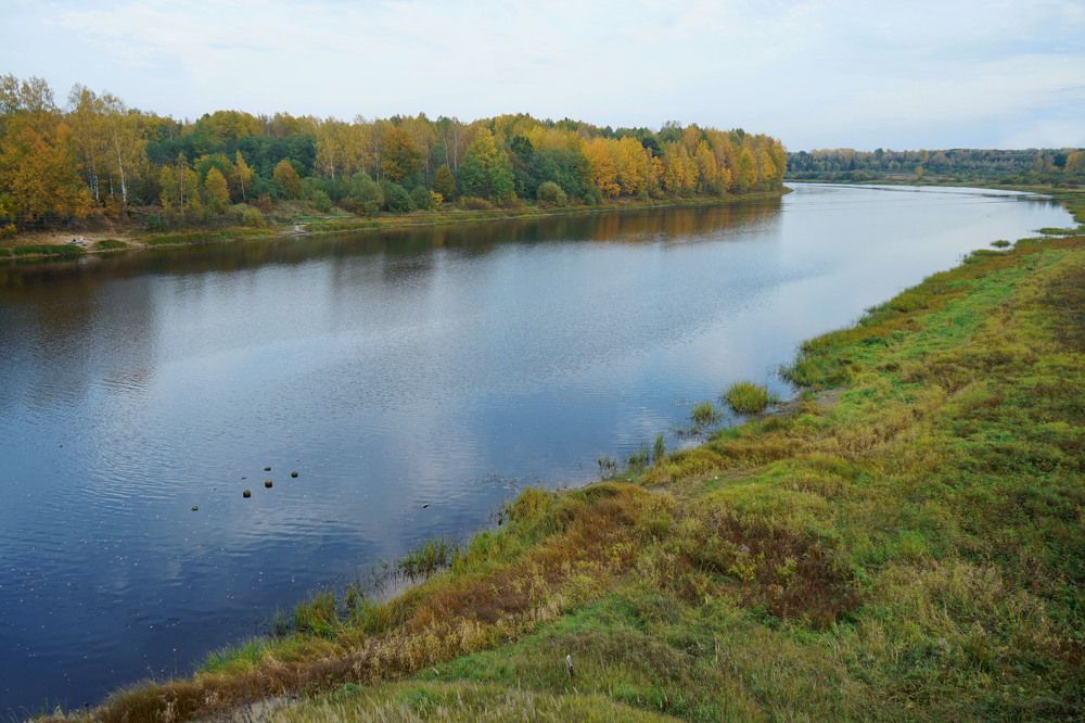 Яркие краски реки Тигода осенью, Ленинградской области.