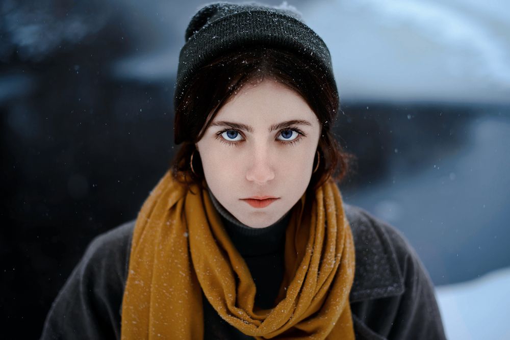 A girl with eyes of the bluest ice