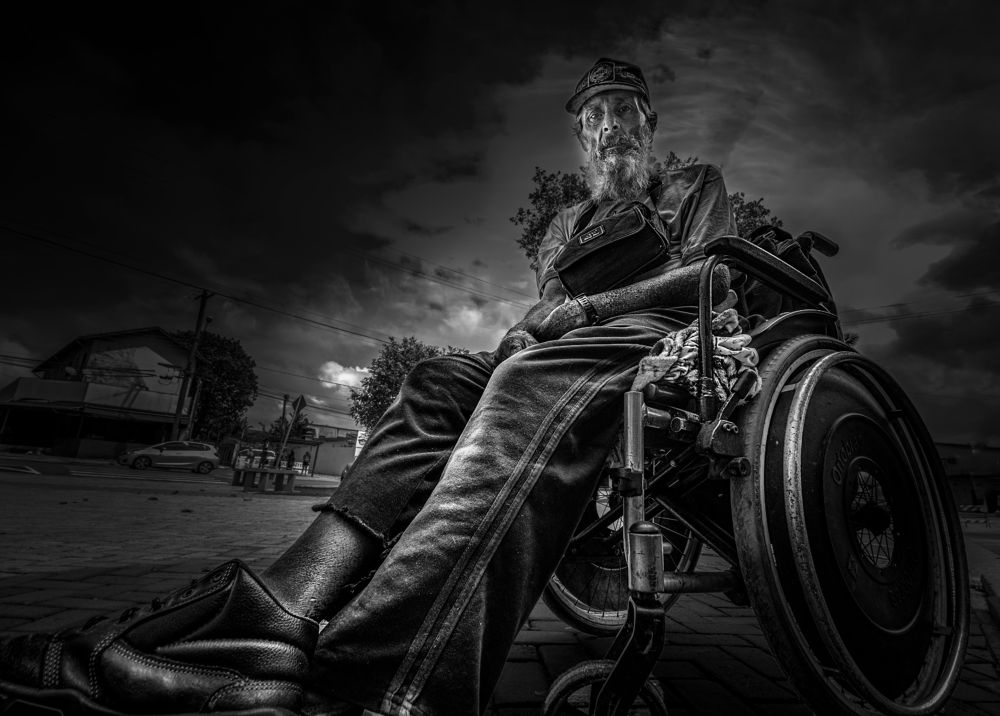 homeless person in wheelchair