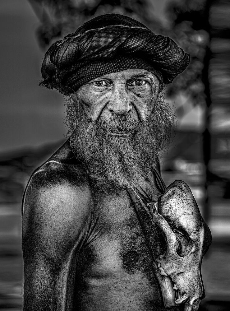 Street artist dog head