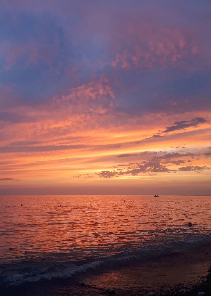 Multicolored sunset at the sea.