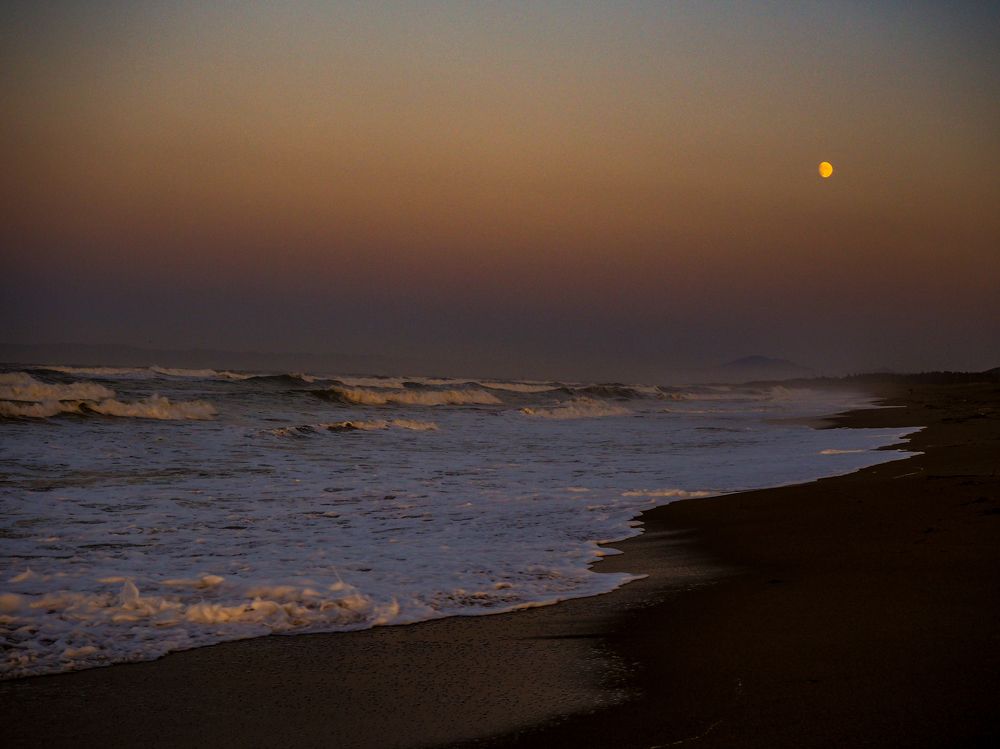 Луна над закатными волнами