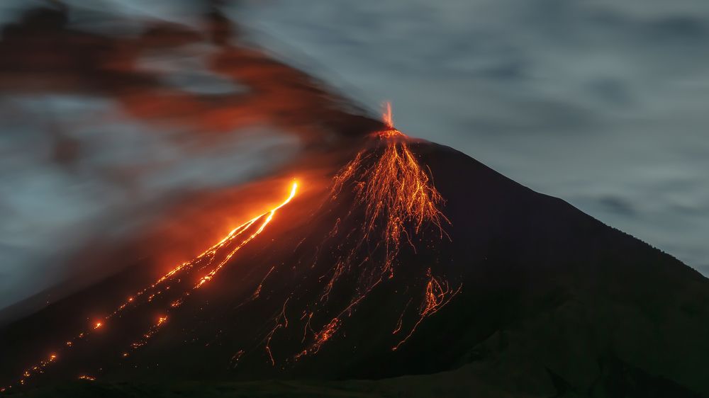 Pacaya volcano in eruption