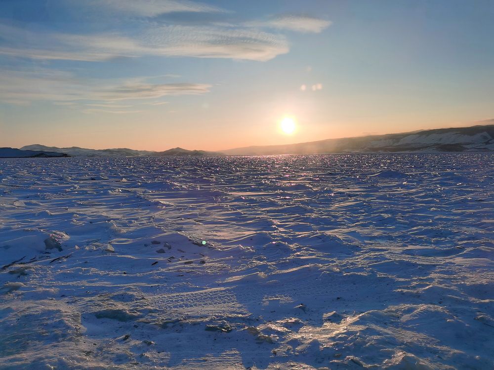 Сверкающий Байкал на закате