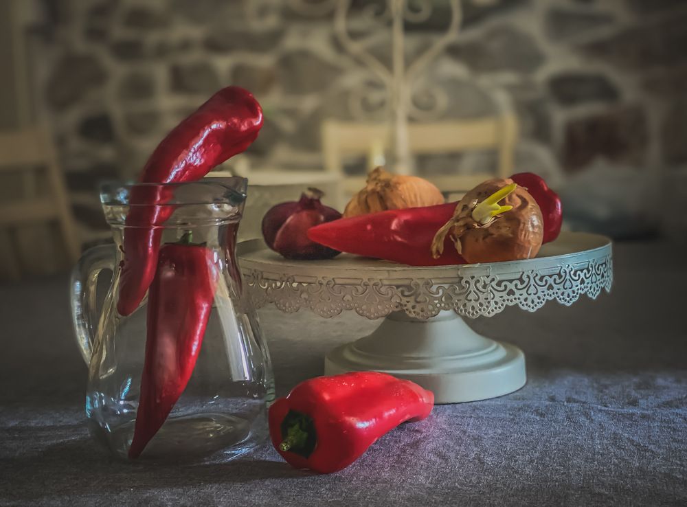 Red Still life with vegetables