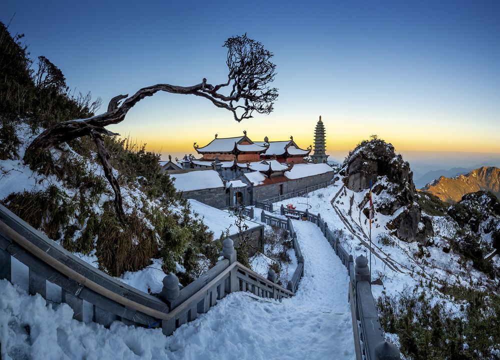 Snow season at the top of Mount Fansipan