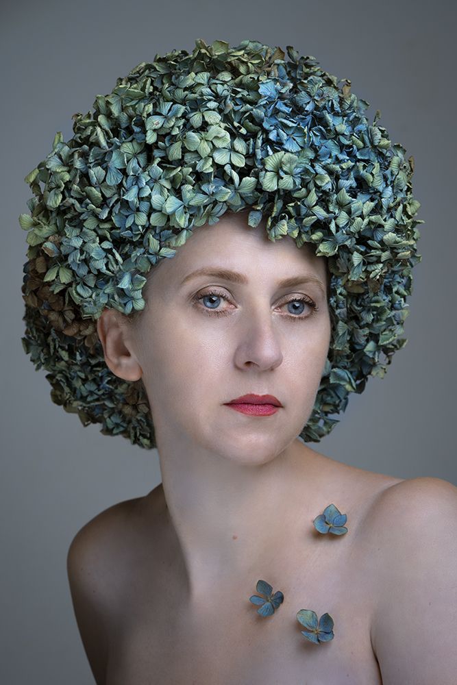 Portrait with flowers