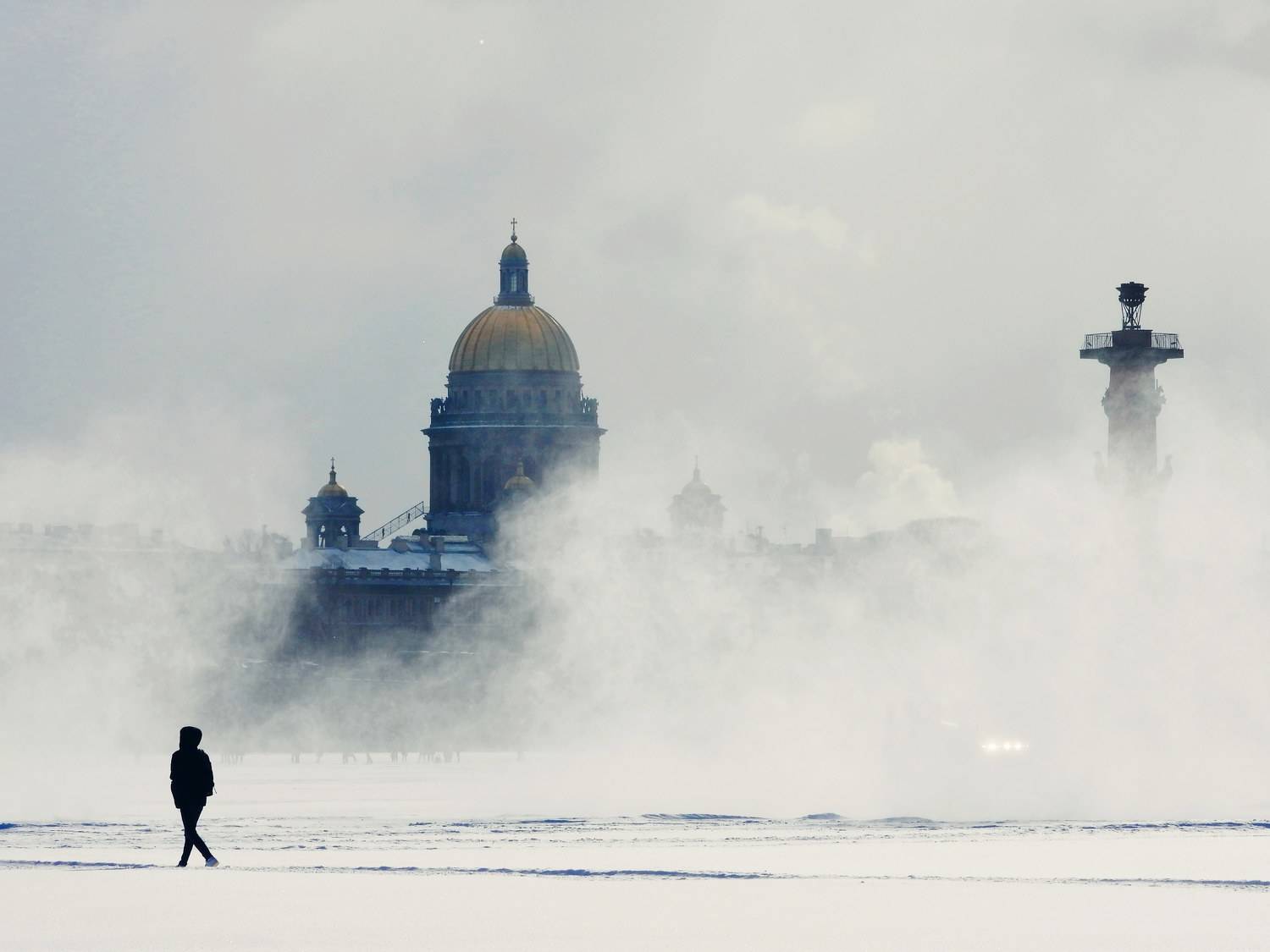 Walking on frozen river