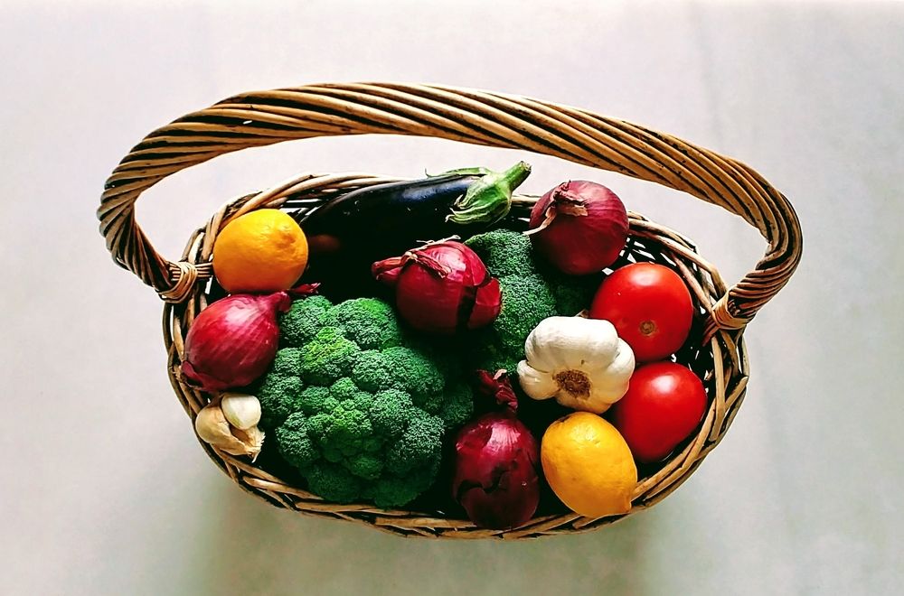 Basket of assorted vegetables