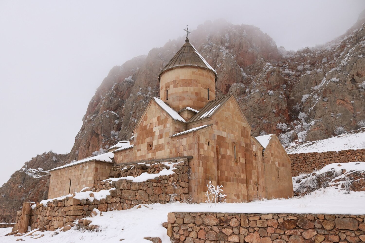 Mysterious winter panorama of Noravank