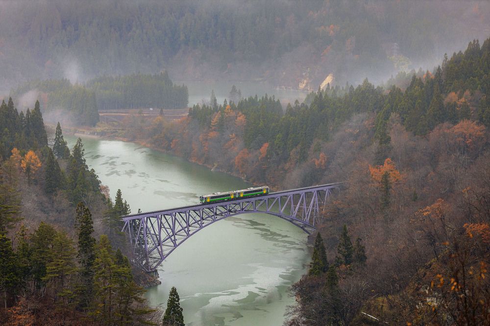 Fukushima Tadami River Bridge in Japan