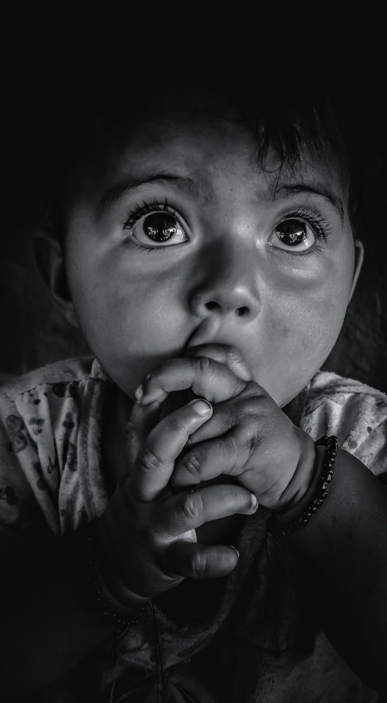 Black and white portrait.