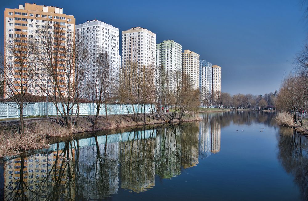 March, city, park and lake