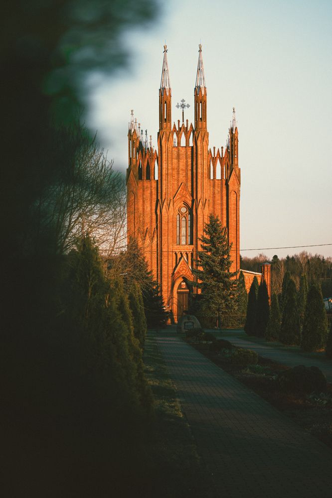 The light of a majestic temple at sunset