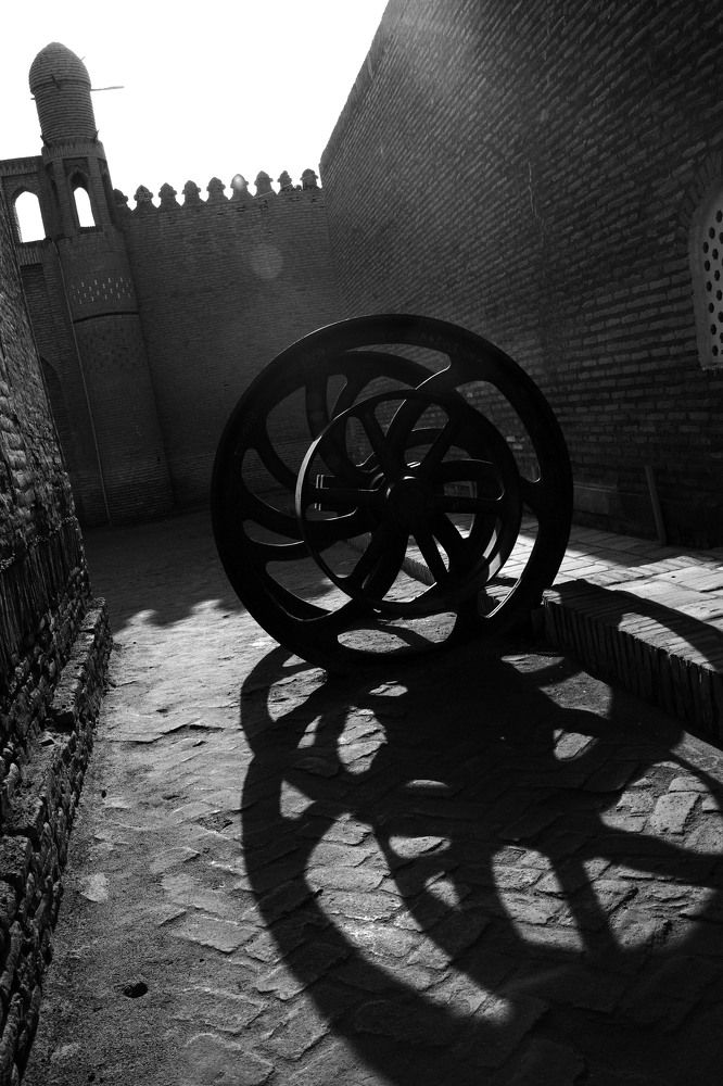 Haunted by shadows. City of Khiva, Uzbekistan.