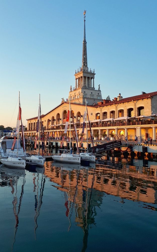 Sea port building in Sochi, Russia