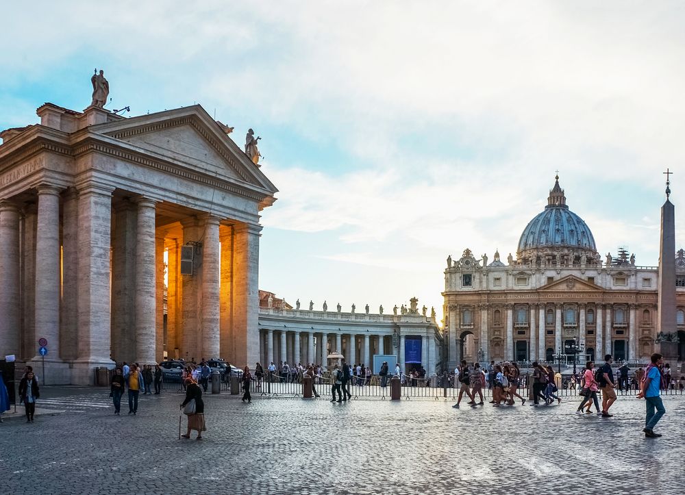 St. Peter's Basilica in Rome, at sunset
