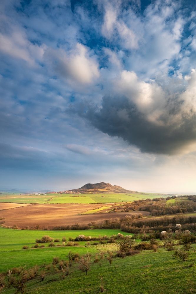 Cloudy sunset nearby Raná hill