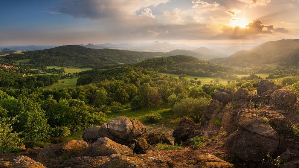 Sunset at Czech Central Highlands