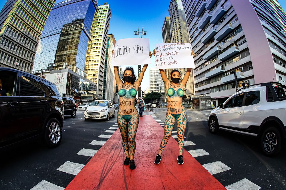 Naked women with painted bodies