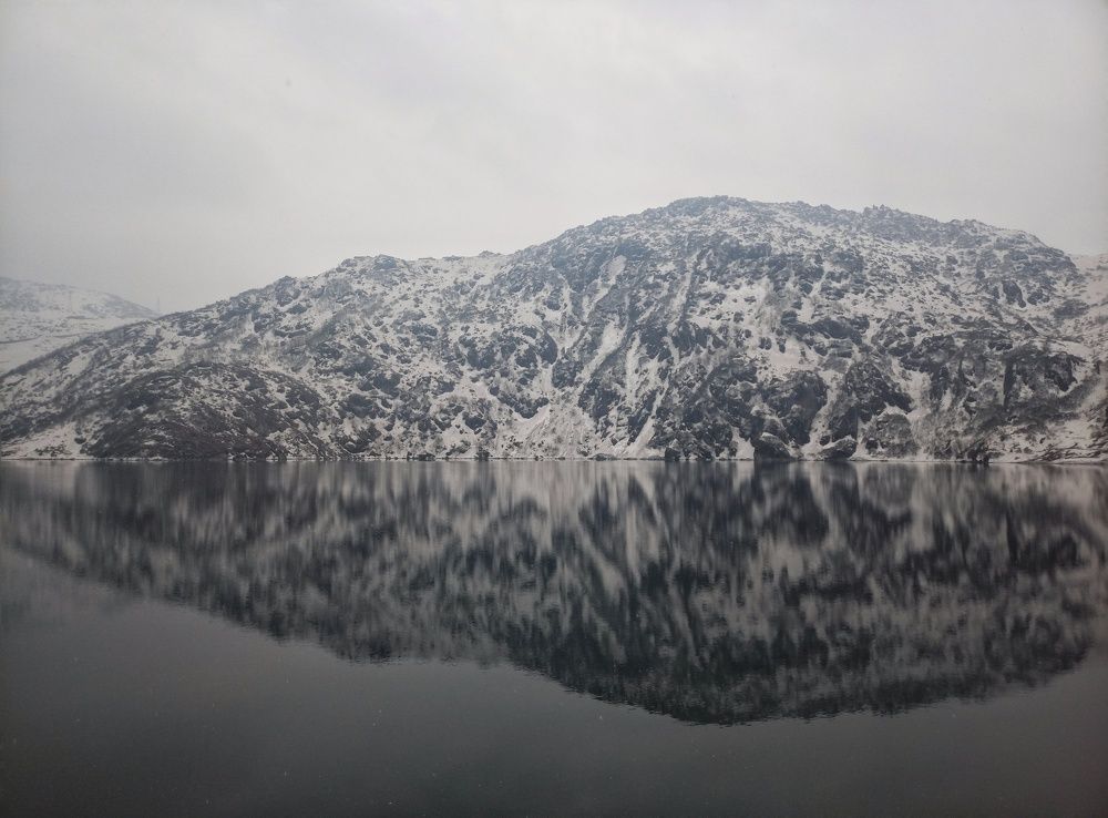 The reflection of the mountains....