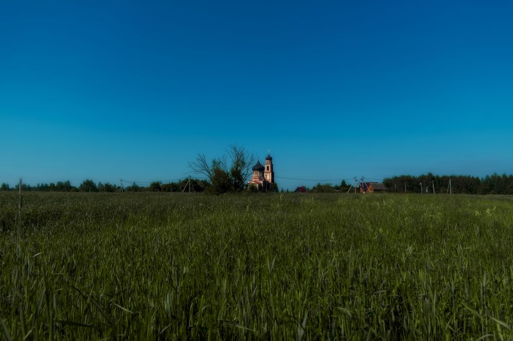 одинокое деревце  и церквушка