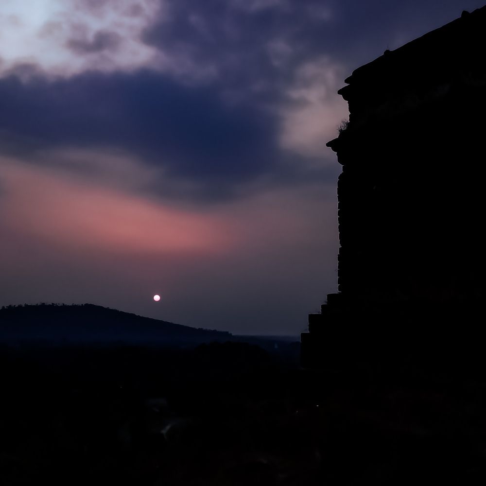 Sun set at gommatabetta karkala.