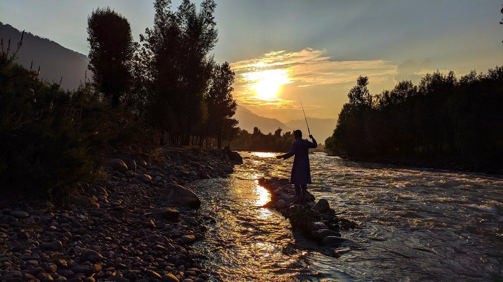 Fishing in river sindh kashmir