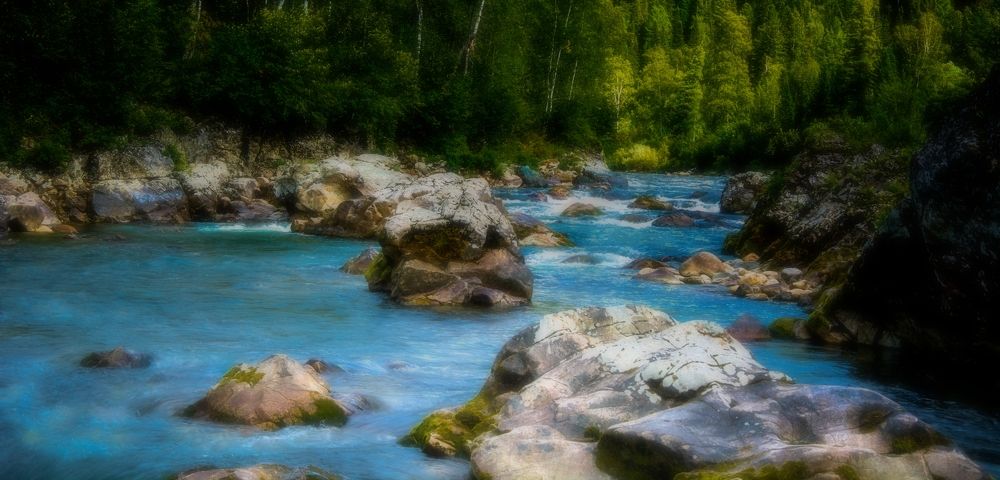 бирюзово синие воды реки Казыр