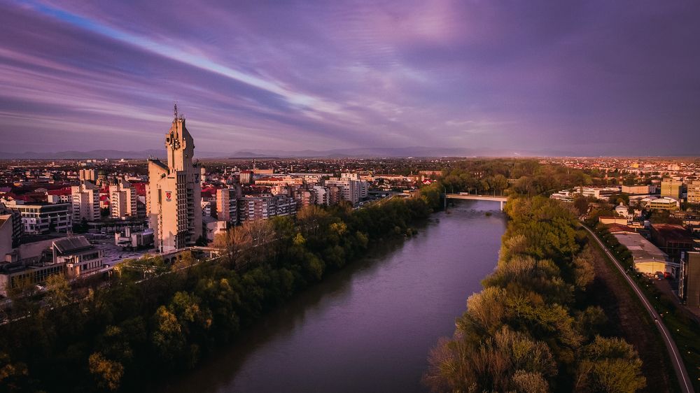 Sunset over the city